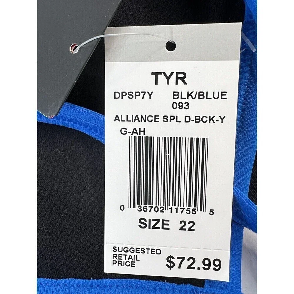 TYR Durafast YOUTH Alliance Splice DiamondBack 1pc Swimsuit Blue Size 22 (6/6X)